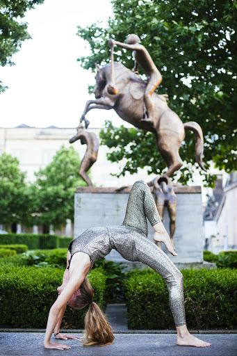 Leda Fay in a yoga pose